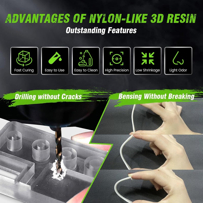 Sunlu 3D Printer Resin 2KG, Strong Durable Nylon Like 3D Resin for LCD DLP SLA Resin 3D Printers,395-405nm UV Light Curing 3D Printing Liquid Photopolymer Resin,Good for Functional Parts, 2000g, White - Image 3